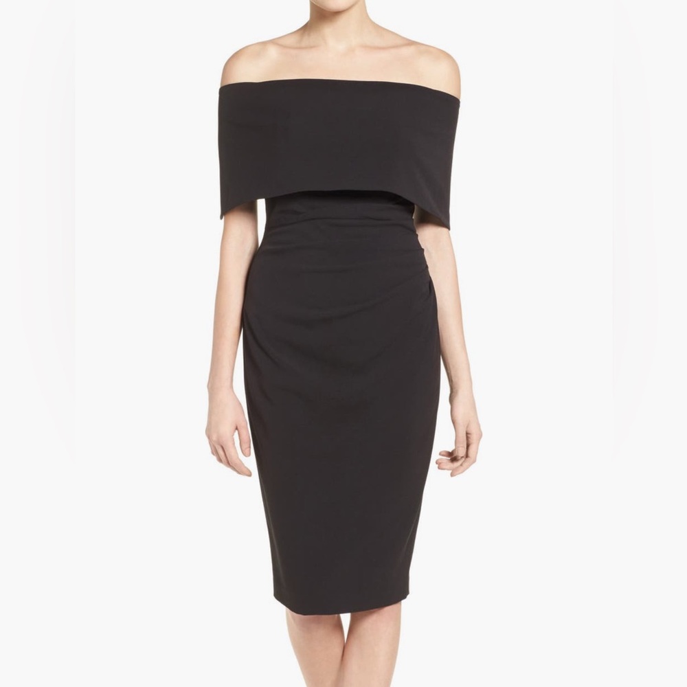 Vince Camuto Off-Shoulder Black Midi Dress